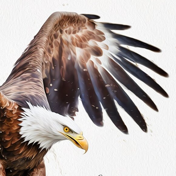 20x30 Bald Eagle Ocean Watercolor Oil Painting Art Poster Print - Picture 6 of 7